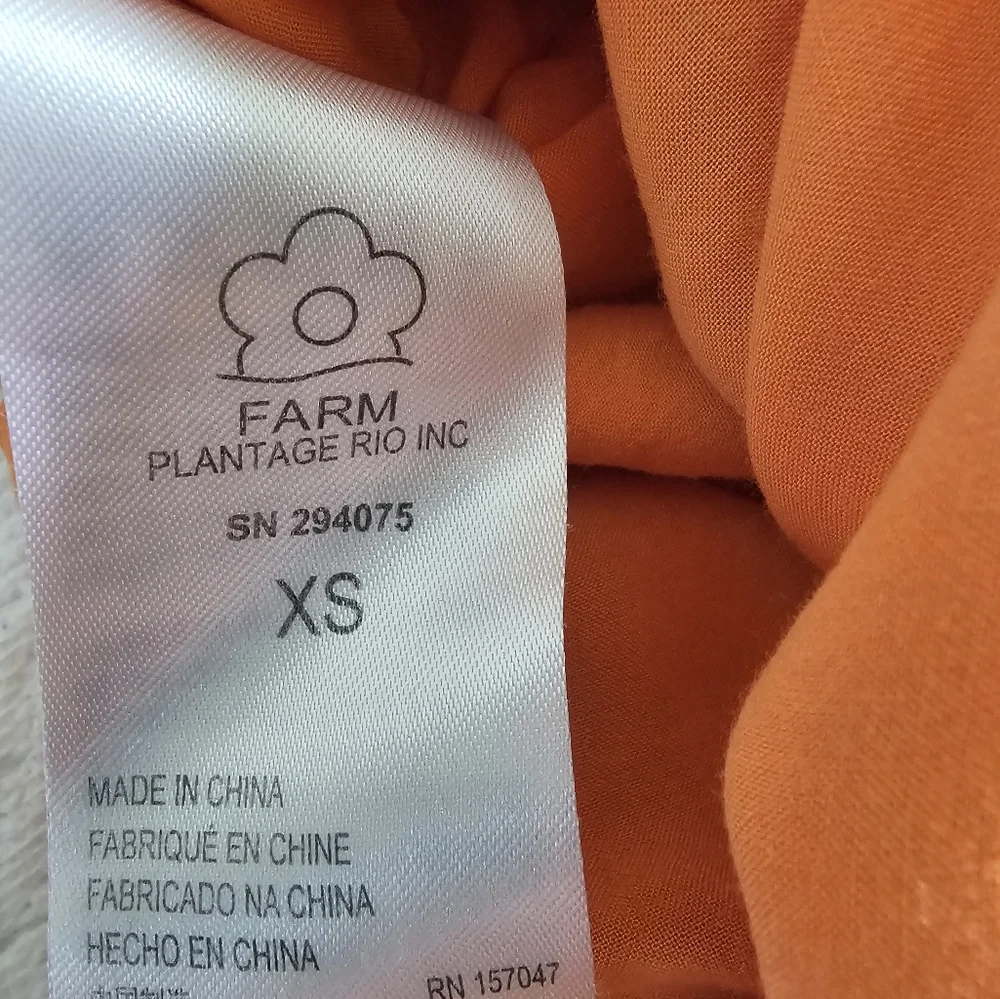 FARM Rio Rainbow Mixed Prints Tiered Linen Blend Top in Mix Print  sz  XS - Picture 8 of 10